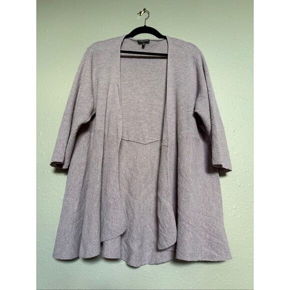 Eileen Fisher Woman 2X 100% Wool Open Front Cardigan Lavender Gray - Picture 1 of 11